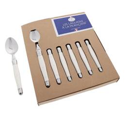 Jean Dubost Les Laguiole à la française® coffret 6 cuillères à café couleur blanche