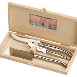 Coffret 3 couteaux fromage Laguiole tout inox