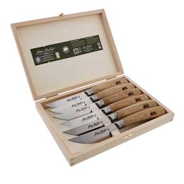 Coffret 6 couteaux Jean Dubost modèle Bistronomie manche en chêne certifie PEFC