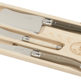 Coffret 3 couteaux fromage Laguiole manches coloris lin