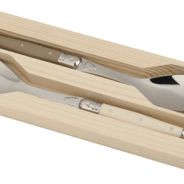 Couverts à salade Laguiole manches coloris lin