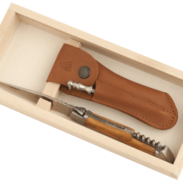 Coffret couteau de poche Laguiole 2 pièces manche bois d'olivier