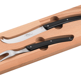 Coffret fourchette et couteau fromage Le Thiers acrylique noir
